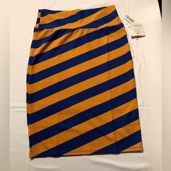 🌙LULAROE SIZE MED CASSIE SKIRT IN BLUE AND YELLOW - Picture 1 of 4